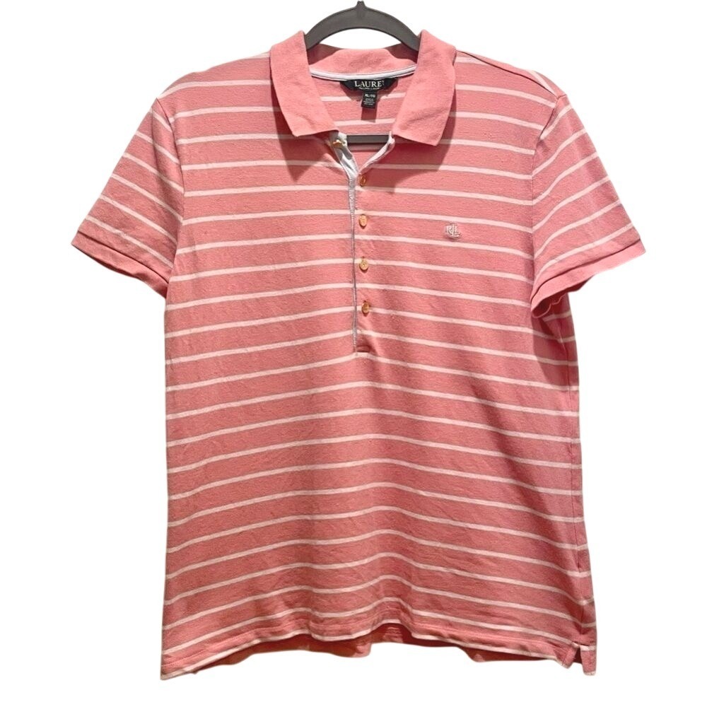 Ralph Lauren Signature Cotton Pink Polo Shirt - Gold Buttons XL
